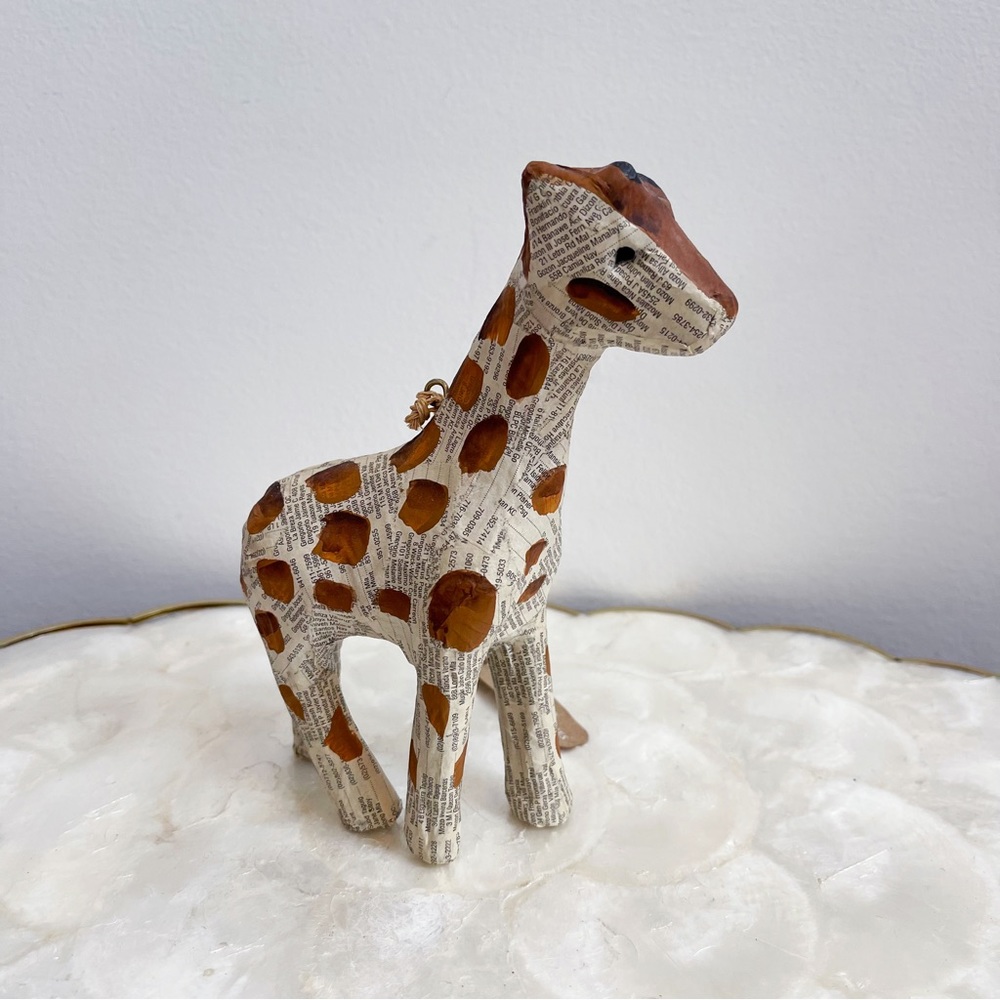 Handcrafted Paper Mache Giraffe Ornament Safari Theme Nursery Decor NEW